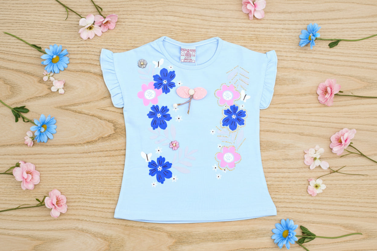 Floral Fun Outdoor Summer Half Sleeves Girls T-Shirt