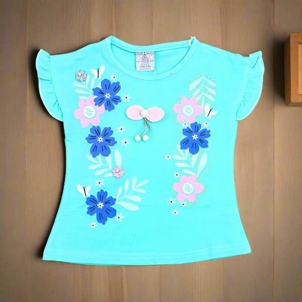 Floral Fun Outdoor Summer Half Sleeves Girls T-Shirt