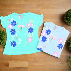 Floral Fun Outdoor Summer Half Sleeves Girls T-Shirt