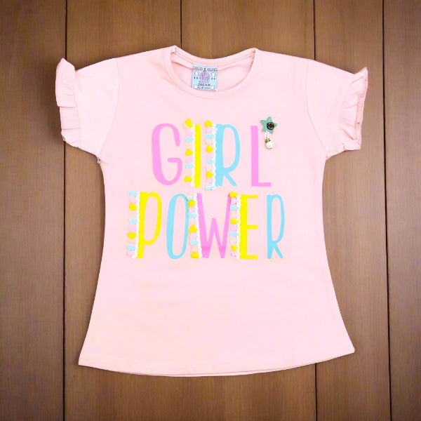 Girl Power Outdoor Summer Half Sleeves Girls T-Shirt