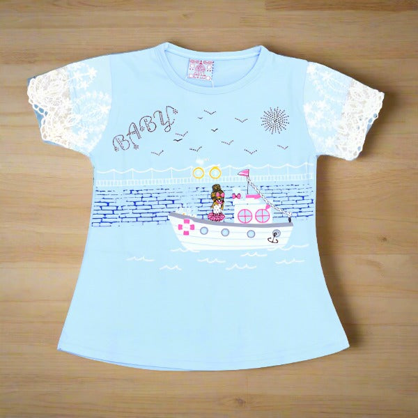 Sea Trip Outdoor Summer Half Sleeves Girls T-Shirt