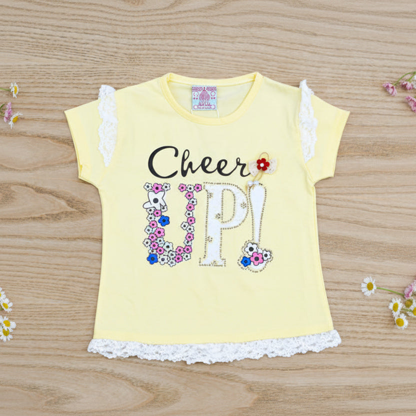 Cheer Up Outdoor Summer Half Sleeves Girls T-Shirt