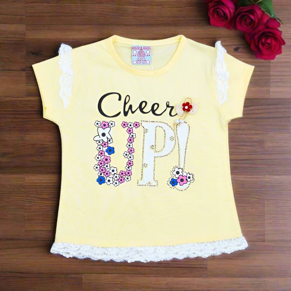 Cheer Up Outdoor Summer Half Sleeves Girls T-Shirt