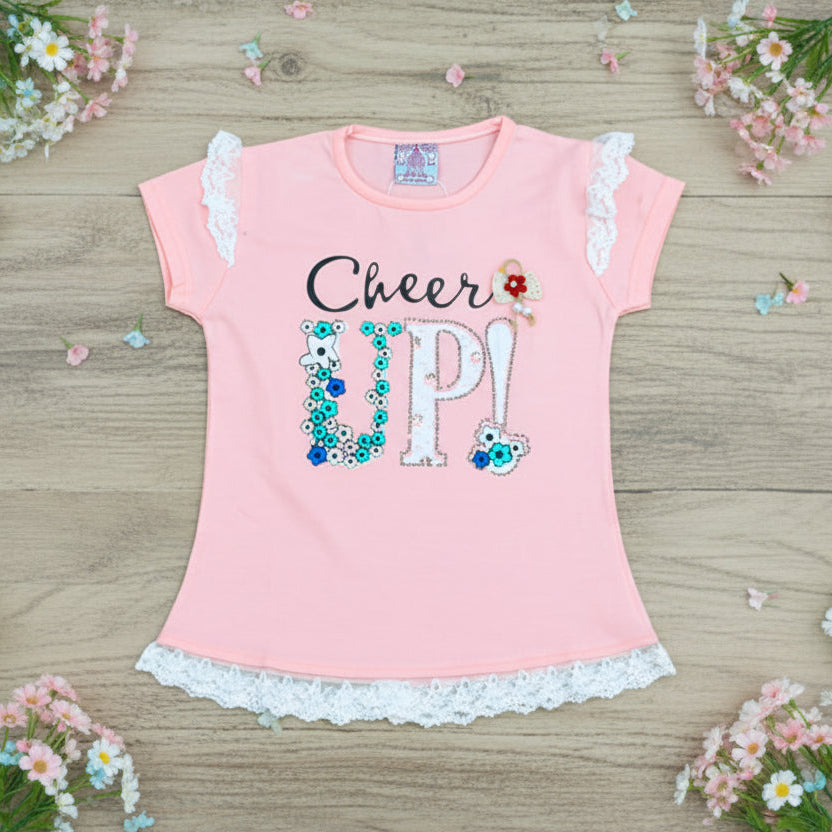 Cheer Up Outdoor Summer Half Sleeves Girls T-Shirt
