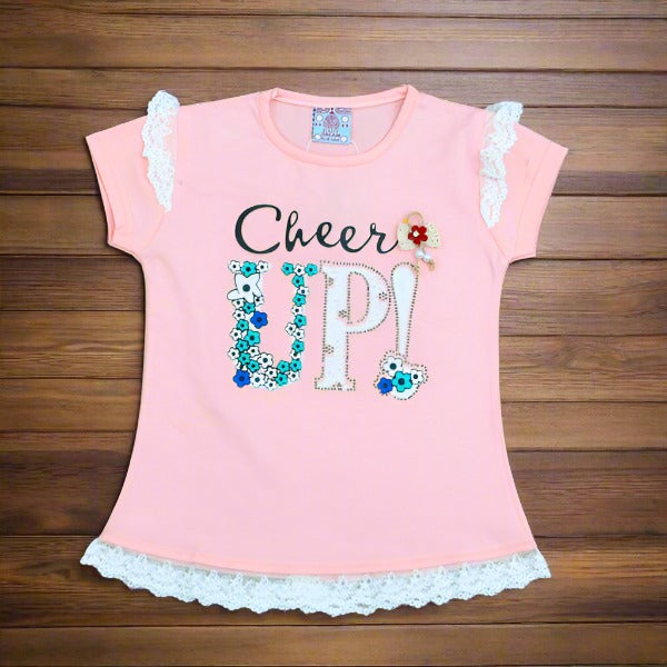 Cheer Up Outdoor Summer Half Sleeves Girls T-Shirt