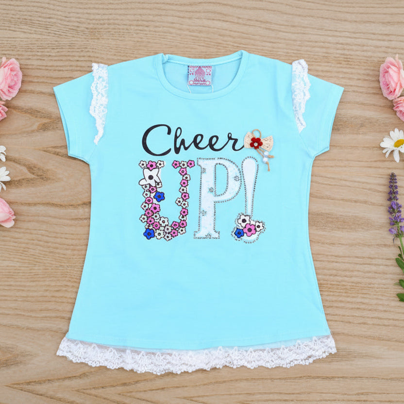 Cheer Up Outdoor Summer Half Sleeves Girls T-Shirt