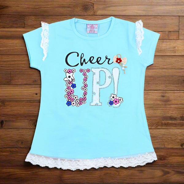 Cheer Up Outdoor Summer Half Sleeves Girls T-Shirt