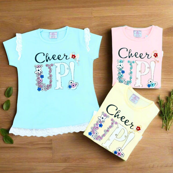 Cheer Up Outdoor Summer Half Sleeves Girls T-Shirt