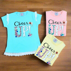 Cheer Up Outdoor Summer Half Sleeves Girls T-Shirt