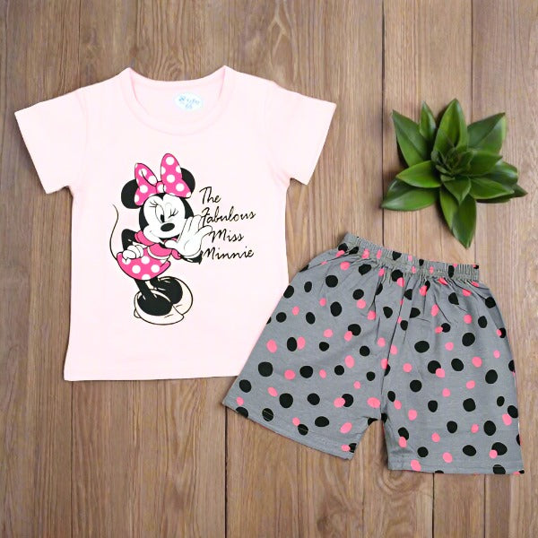 Superior Quality Cutie Minnie 2 Piece Toddler Girl Shirt Short Dress