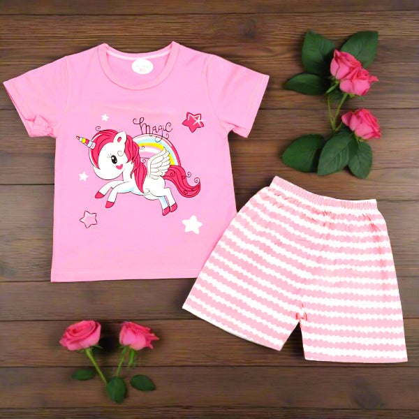 Superior Quality Magic Unicorn 2 Piece Toddler Girl Shirt Short Dress