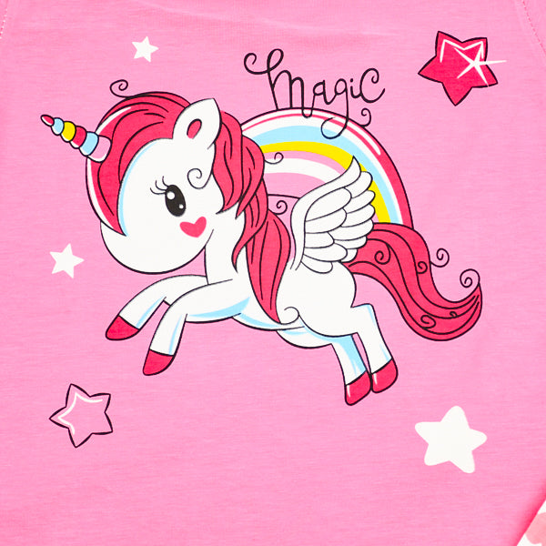 Superior Quality Magic Unicorn 2 Piece Toddler Girl Shirt Short Dress