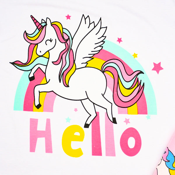 Superior Quality Hello Unicorn 2 Piece Toddler Girl Shirt Short Dress