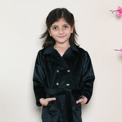 Coat Collar Long Velour Girls Jumpsuit