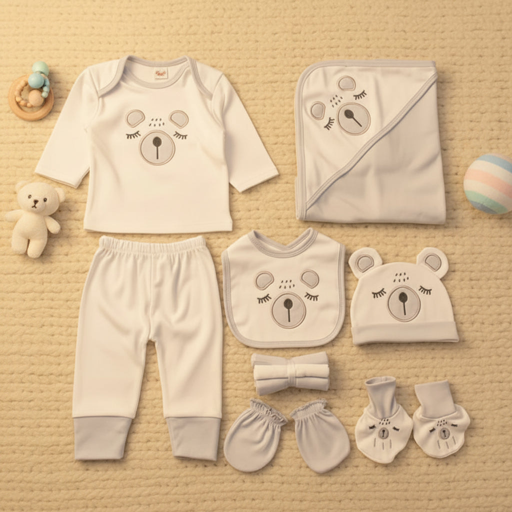 Sleepy Bear New Born Baby Boy Baby Girl 10 Pieces Starter Set