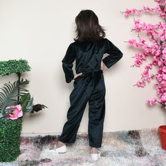 Coat Collar Long Velour Girls Jumpsuit