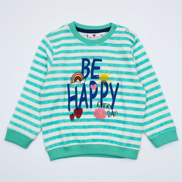 Be Happy Lines Design Girls Sweatshirt