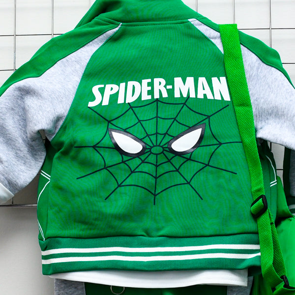 Superior Quality Spiderman 4 Piece Hood Shirt Pants with Bag Boys Winter Dress