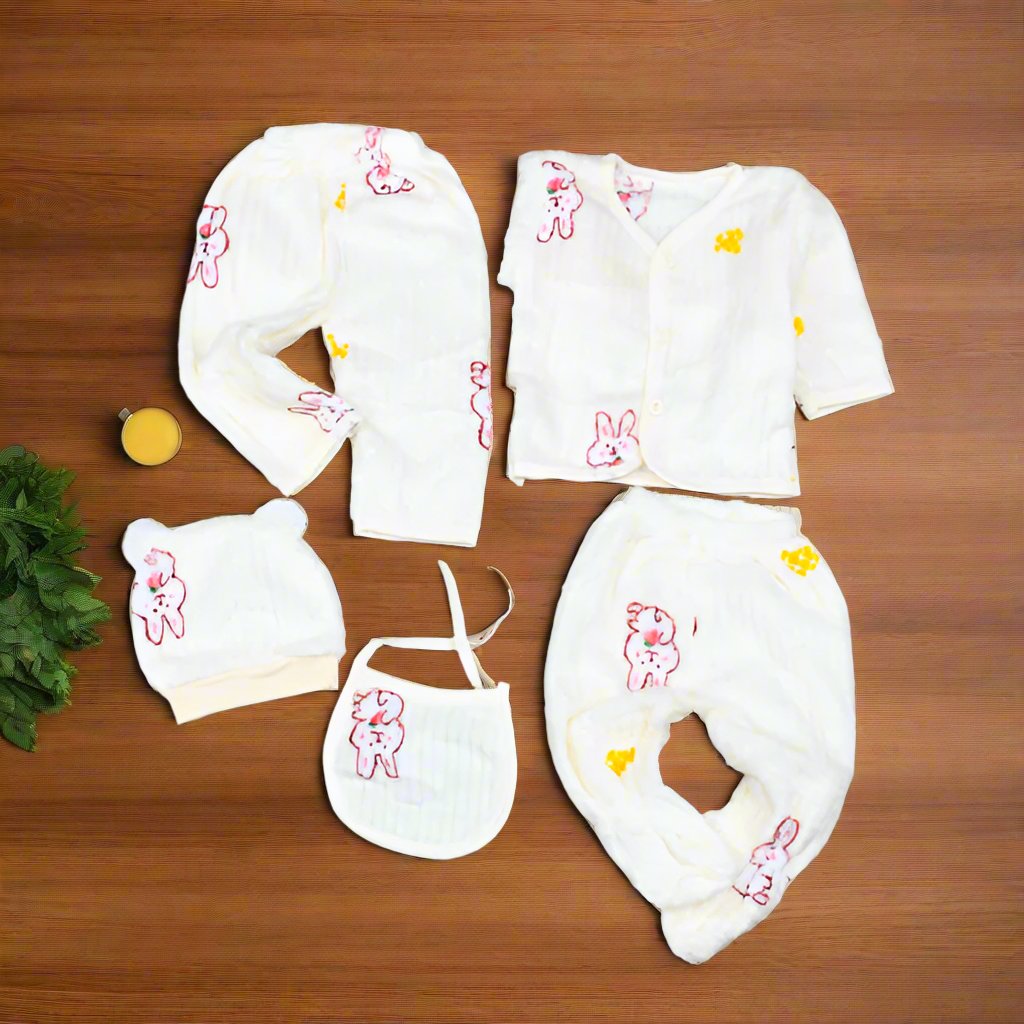 Cute Bear New Born Baby Girl Baby Boy 5 Pieces Bear Starter Set