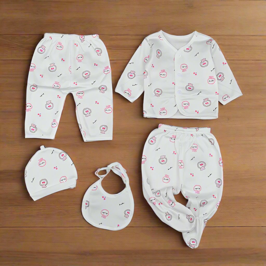 Apple Cherry Baby Boy Baby Girl 5 Piece New Born Winter Starter Set