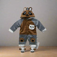 Little Teddy Bear Baby Boy Valor Velvet Quilted Winter Romper & Shoes Set