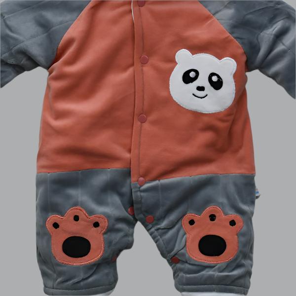 Little Teddy Bear Baby Boy Valor Velvet Quilted Winter Romper & Shoes Set