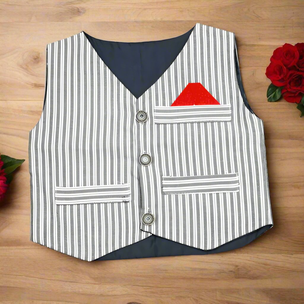 3 Piece Stripes Shirt Pants Waistcoat Party Wedding Dress