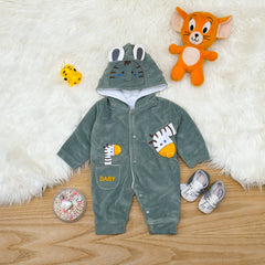 Little Giraffe Baby Boy Valor Velvet Quilted Winter Romper & Shoes Set