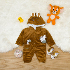 Little Giraffe Baby Boy Valor Velvet Quilted Winter Romper & Shoes Set