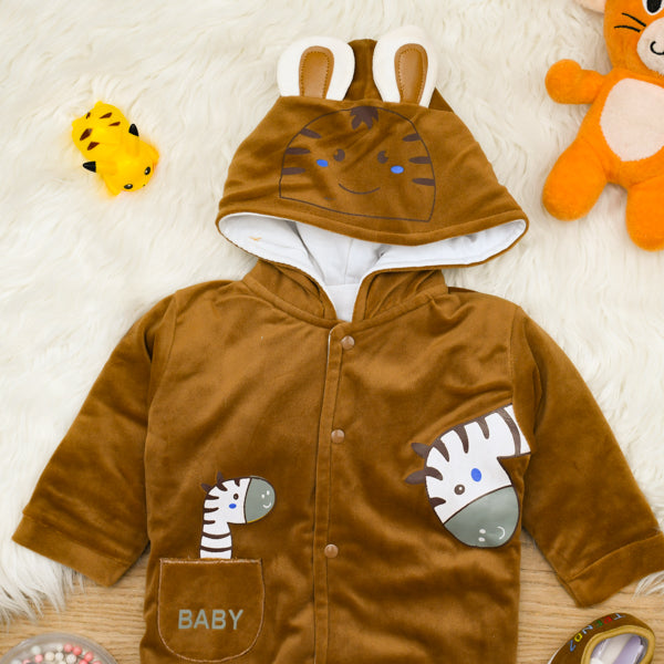 Little Giraffe Baby Boy Valor Velvet Quilted Winter Romper & Shoes Set