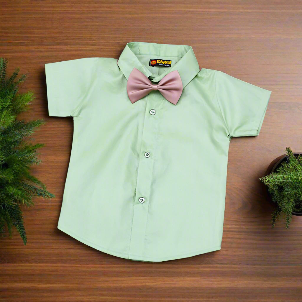 Baby Boy Toddler Boy Shirt Bowtie Shirt Contrast Short & Suspender Set – Stylish Outfit for Special Occasions