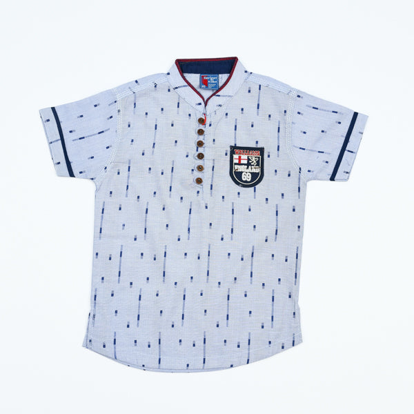 Half Placket Design Cotton Summer Boys Shirt