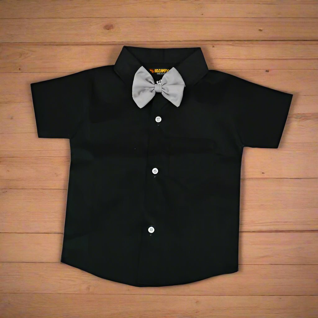 Baby Boy Toddler Boy Contrast Colors Bowtie Shirt Shorts & Suspender Set – Stylish Outfit for Special Occasions