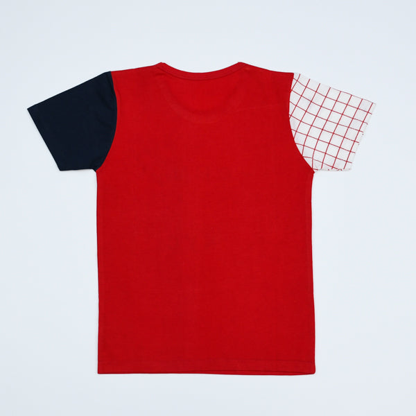 Dual Design Sleeves Round Neck Boys T-Shirt