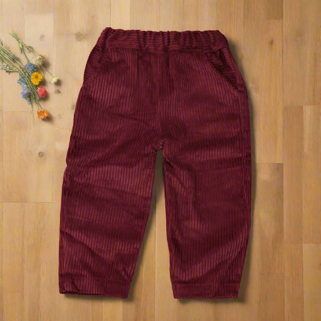 Baby & Toddler Burgundy Corduroy Formal Set – 4-Piece Outfit with Shirt, Vest & Pants (3M–4Y)