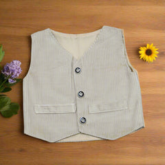 Classic Gentleman Baby & Toddler Outfit – Corduroy Waistcoat & Pants with Cotton Shirt (3M-4Y)