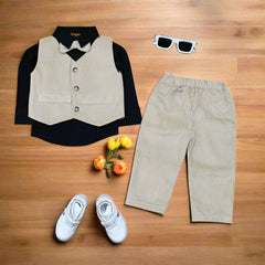 Classic Gentleman Baby & Toddler Outfit – Corduroy Waistcoat & Pants with Cotton Shirt (3M-4Y)
