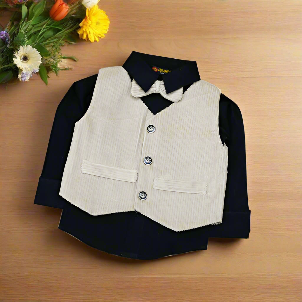 Classic Gentleman Baby & Toddler Outfit – Corduroy Waistcoat & Pants with Cotton Shirt (3M-4Y)