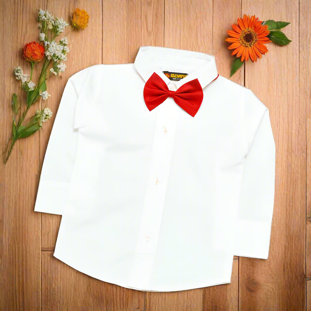 Dark Olive Baby Boy Toddler Boy Formal Outfit – White Shirt, Dark Olive Pants & Bowtie Suspenders (3-Piece Set)