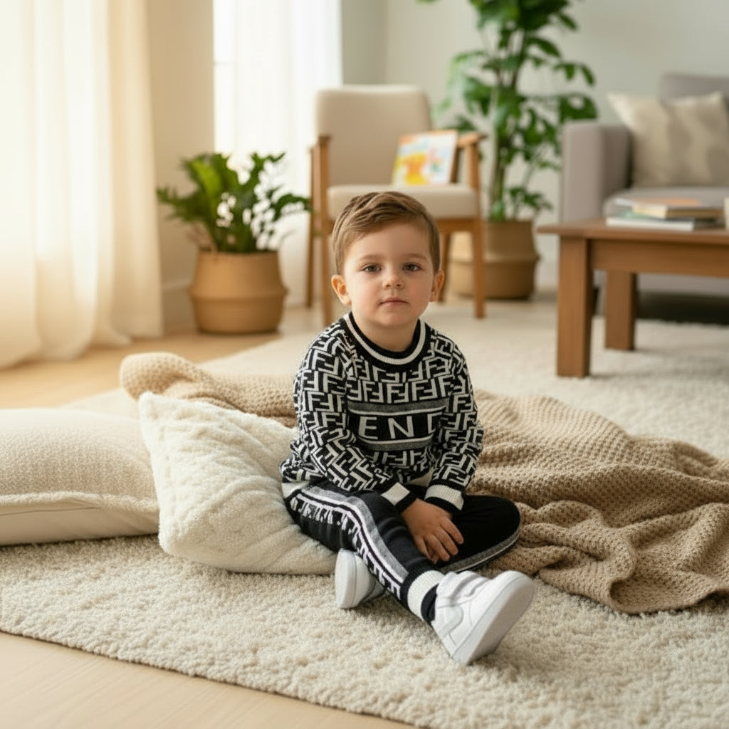 Fendi-themed children's outfit with sweater, pants