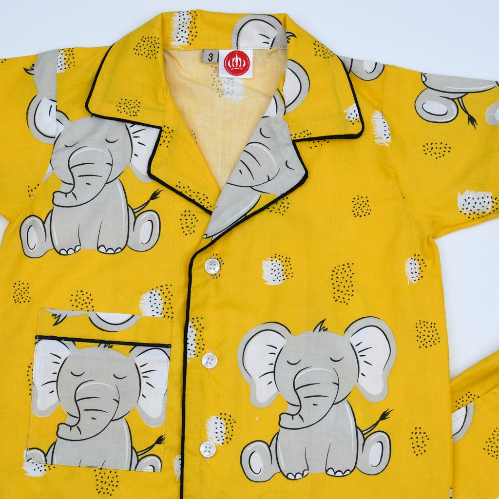 Unisex 2 Piece Lively Elephant Kids Sleepwear