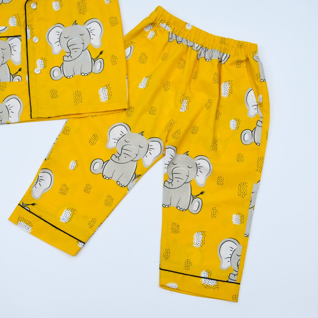 Unisex 2 Piece Lively Elephant Kids Sleepwear