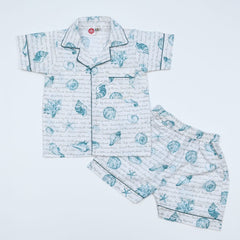 Unisex 2 Piece Seashells Fun Kids Sleepwear