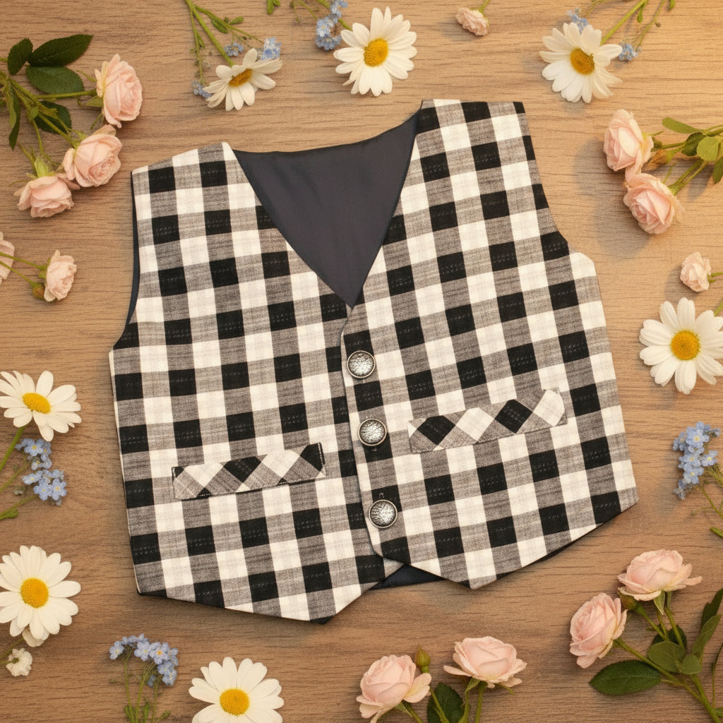 Black and white checkered vest