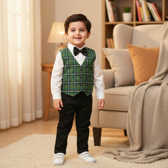 Children's clothing set including a shirt, vest, pants.