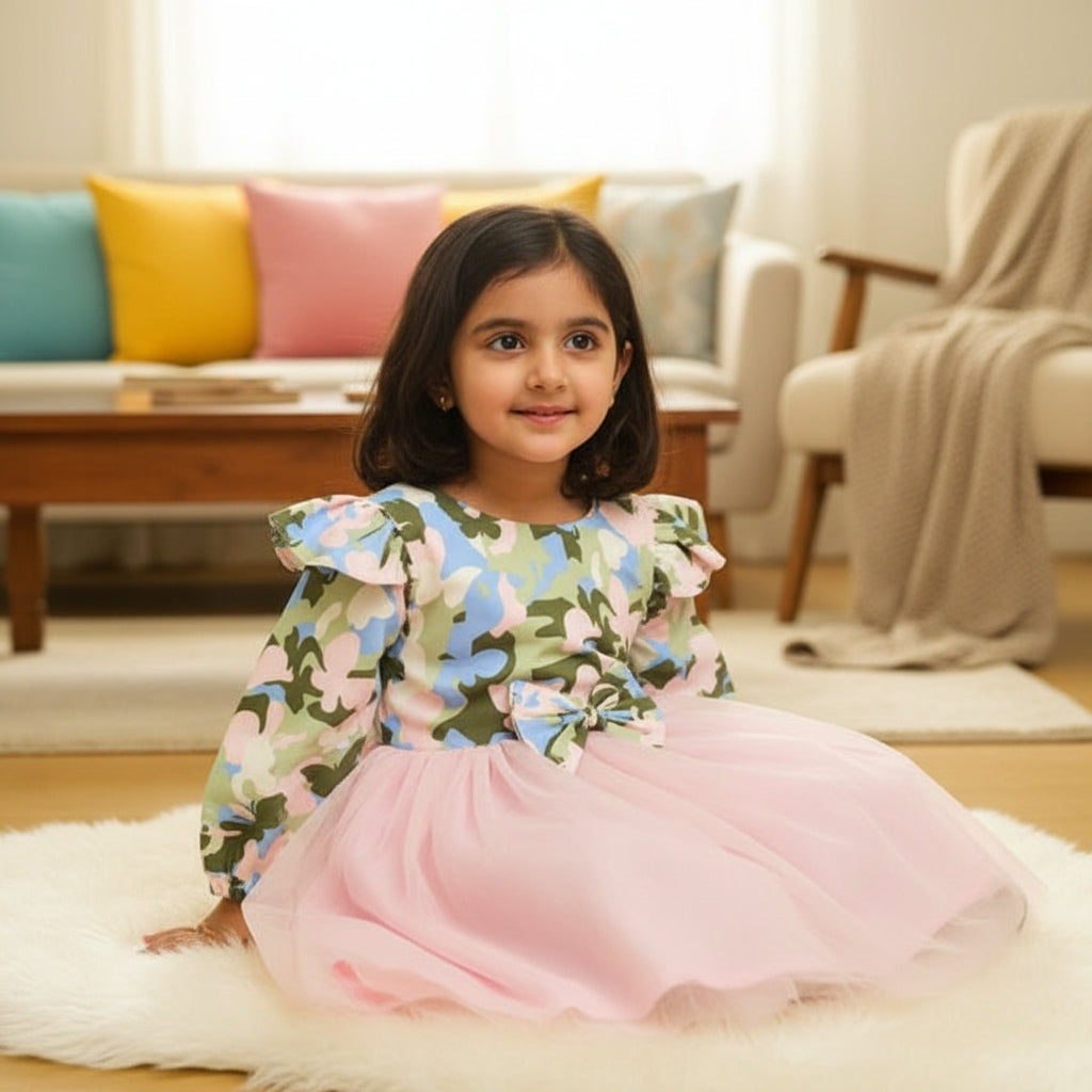 Children's floral top and pink tutu skirt 