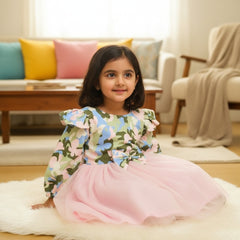 Children's floral top and pink tutu skirt 