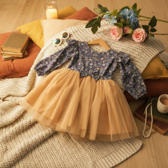 Children's dress with floral top and tulle skirt