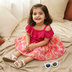 Pink top and floral skirt 