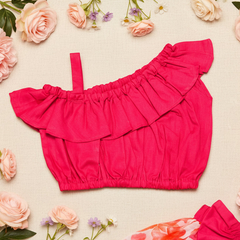 Red ruffled top 